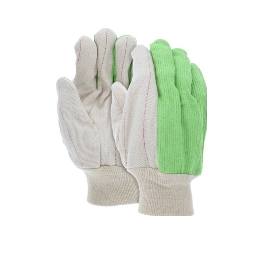 MCR Safety 12 Pack Double Palm Work Gloves Cotton Canvas Green Garden  New In Pk